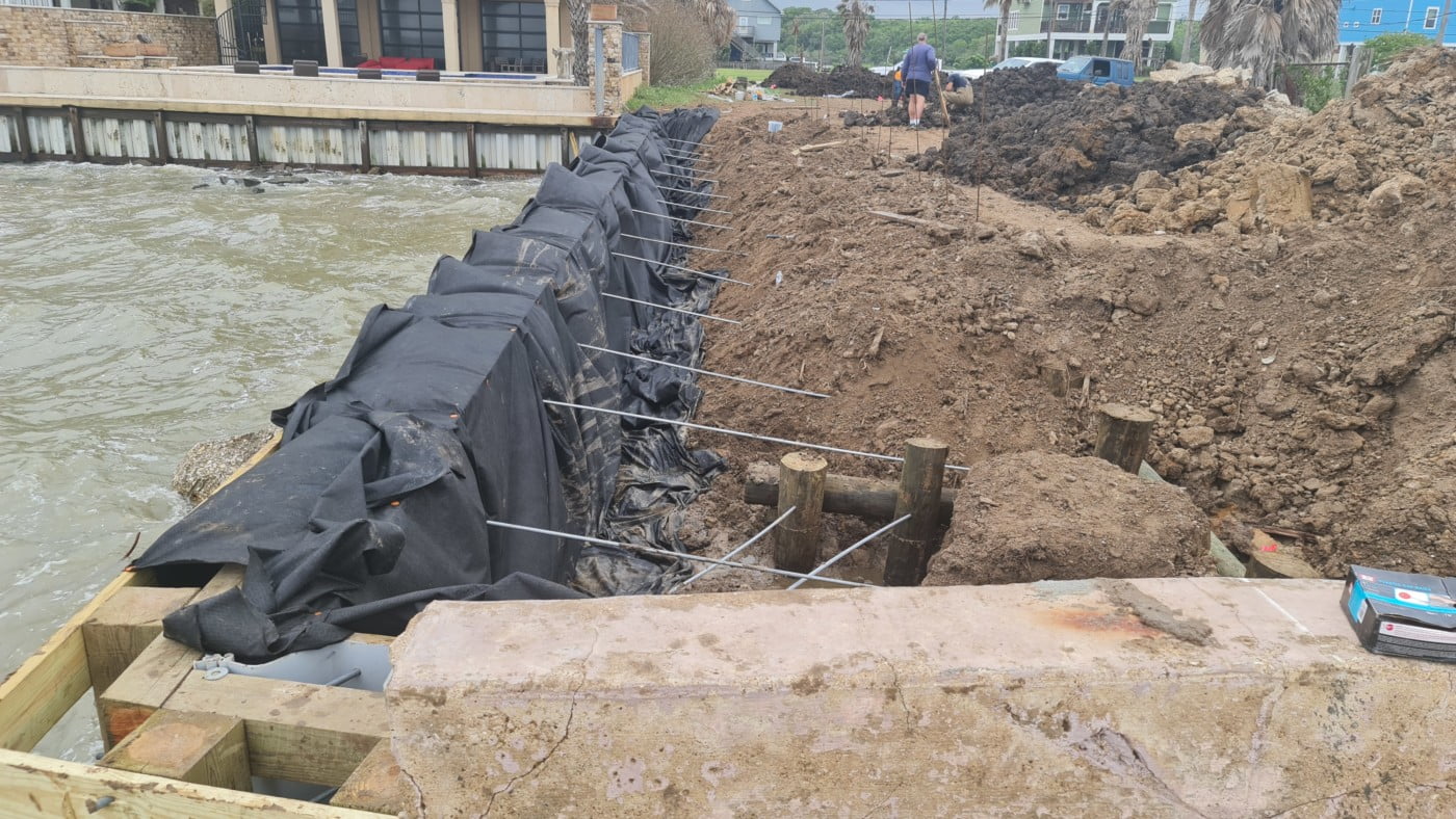 Bulkhead, The contractor has begun to pour the concrete all…